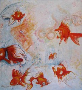 A Fetish For Fantails fish painting by Merry Sparks