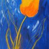 Yellow Tulip on Blue flower by Merry Sparks